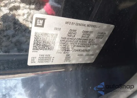 2019 Cadillac Escalade Esv Luxury z USA, uszkodzony, nr VIN 1GYS4HKJ1KR162522